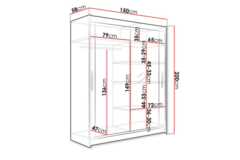 Westa Garderob 150x58x200 cm - Vit - Förvaring - Klädförvaring - Garderob & garderobssystem