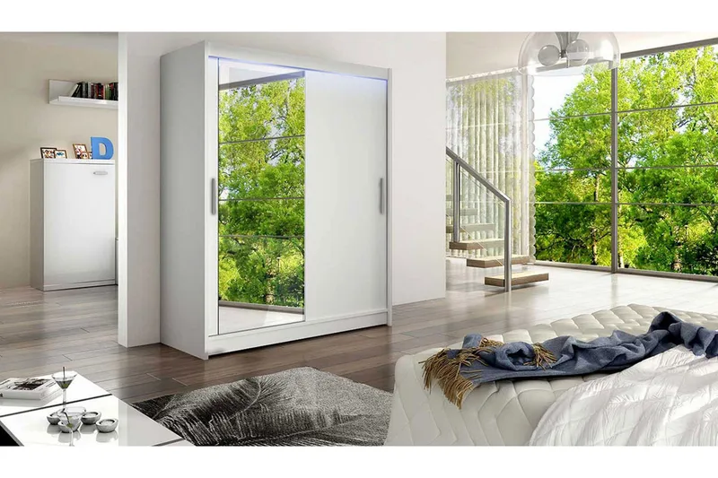 Westa Garderob 150x58x200 cm - Vit - Förvaring - Klädförvaring - Garderob & garderobssystem - Klädskåp & fristående garderob