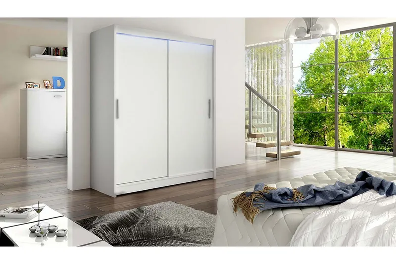 Westa Garderob 150x58x200 cm - Vit - Förvaring - Klädförvaring - Garderob & garderobssystem - Klädskåp & fristående garderob