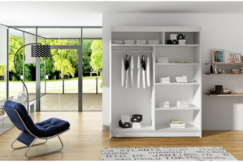 Westa Garderob 150x58x200 cm - Vit - Förvaring - Klädförvaring - Garderob & garderobssystem