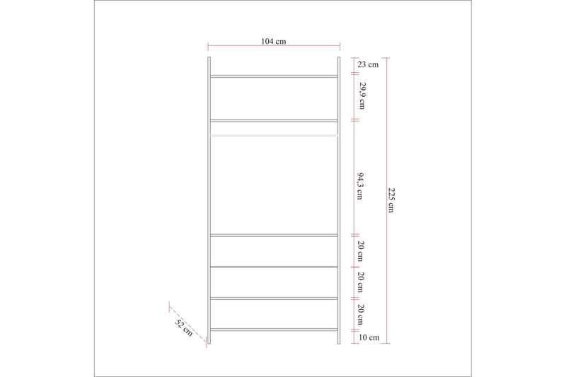 Witonia Garderob 104x52 cm - Natur - Förvaring - Klädförvaring - Klädhängare - Klädställning