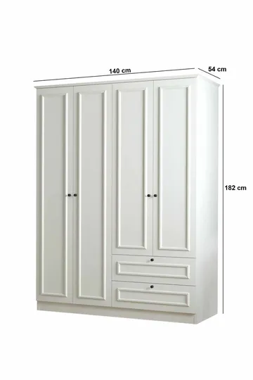 Wonthaggi Garderob 140x182 cm - Vit - Förvaring - Klädförvaring - Garderob & garderobssystem - Klädskåp & fristående garderob