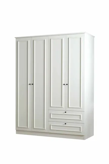 Wonthaggi Garderob 140x182 cm - Vit - Förvaring - Klädförvaring - Garderob & garderobssystem - Klädskåp & fristående garderob
