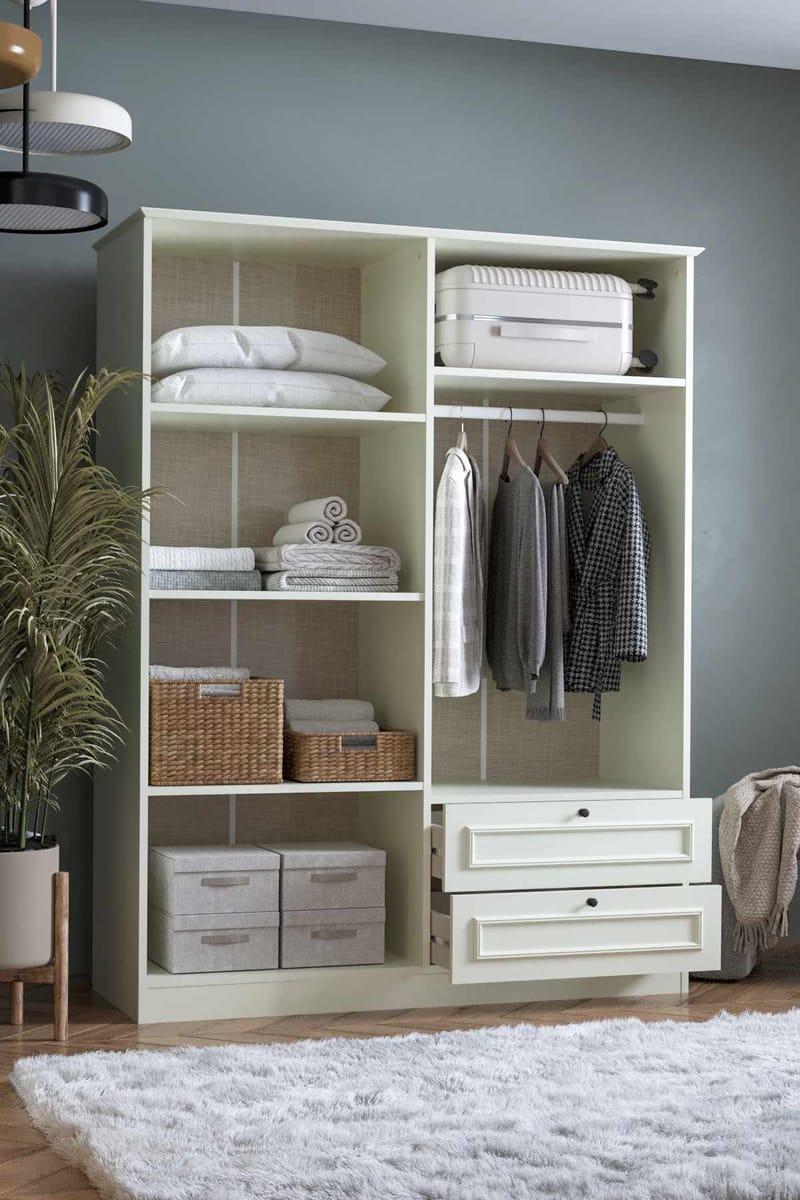 Wonthaggi Garderob 140x182 cm - Vit - Förvaring - Klädförvaring - Garderob & garderobssystem - Klädskåp & fristående garderob