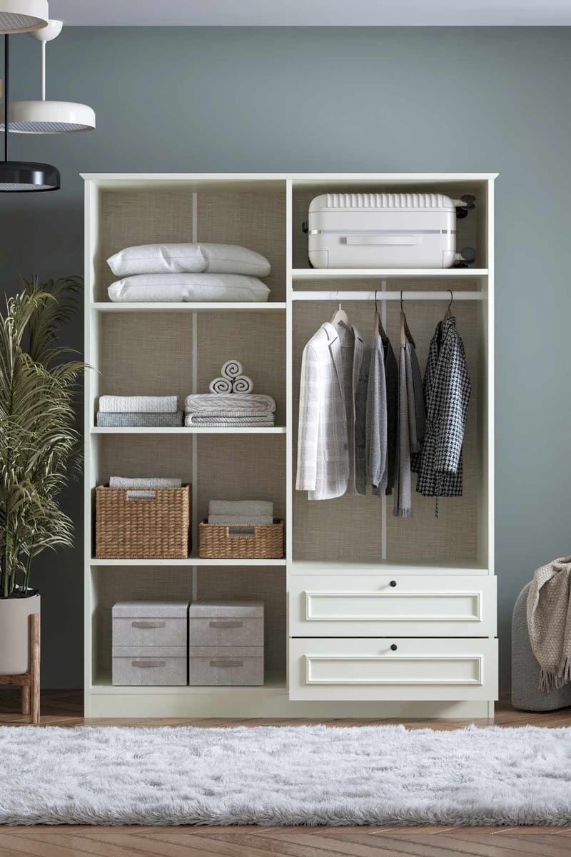 Wonthaggi Garderob 140x182 cm - Vit - Förvaring - Klädförvaring - Garderob & garderobssystem - Klädskåp & fristående garderob