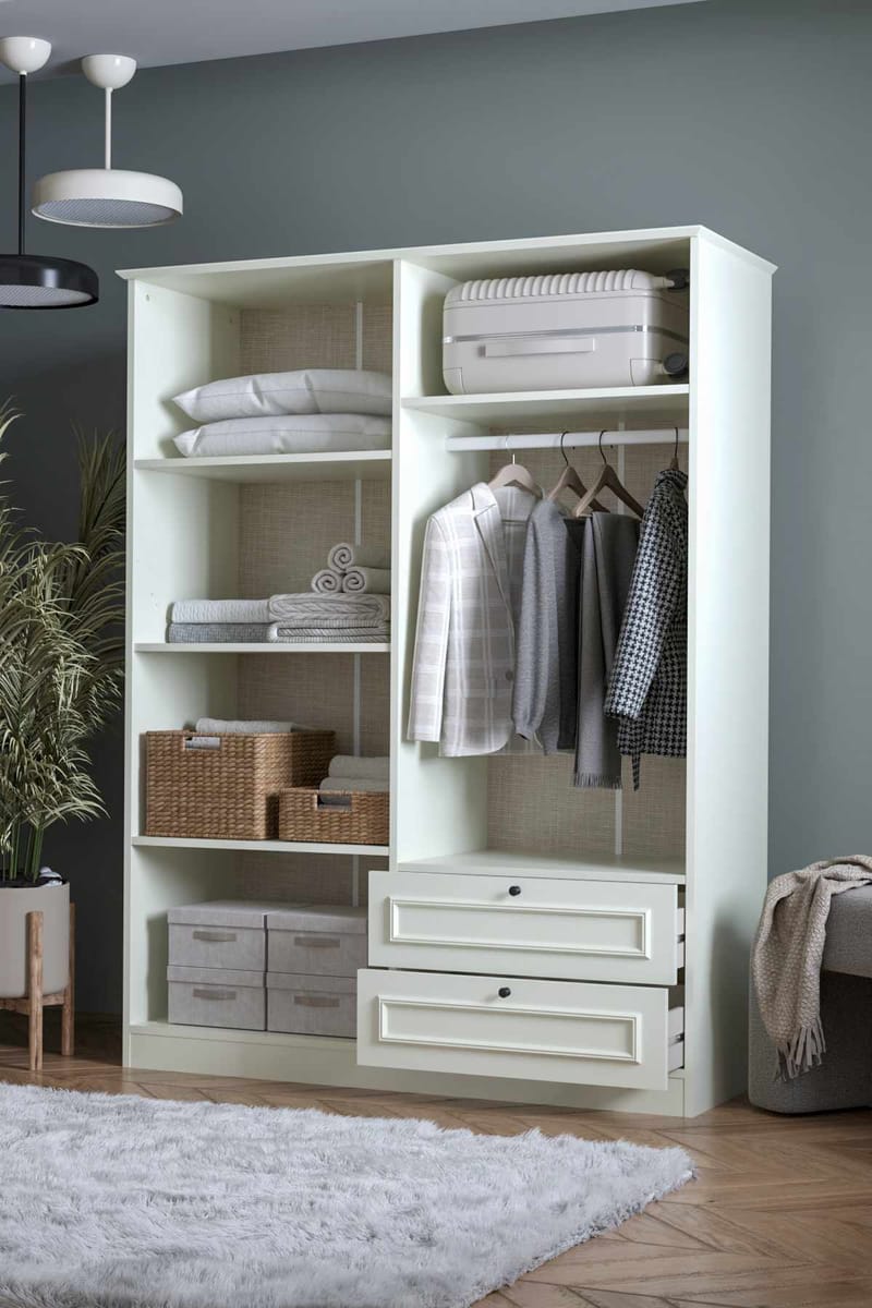 Wonthaggi Garderob 140x182 cm - Vit - Förvaring - Klädförvaring - Garderob & garderobssystem - Klädskåp & fristående garderob