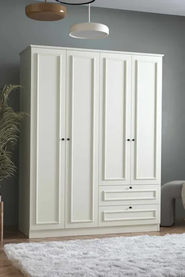 Wonthaggi Garderob 140x182 cm - Vit - Förvaring - Klädförvaring - Garderob & garderobssystem - Klädskåp & fristående garderob