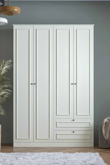 Wonthaggi Garderob 140x210 cm - Vit - Förvaring - Klädförvaring - Garderob & garderobssystem - Klädskåp & fristående garderob