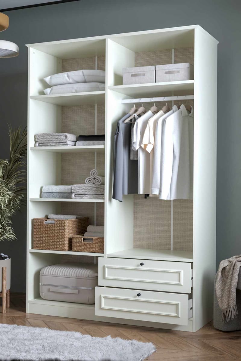 Wonthaggi Garderob 140x210 cm - Vit - Förvaring - Klädförvaring - Garderob & garderobssystem - Klädskåp & fristående garderob