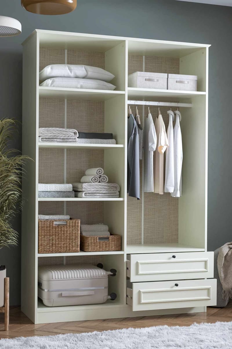 Wonthaggi Garderob 140x210 cm - Vit - Förvaring - Klädförvaring - Garderob & garderobssystem - Klädskåp & fristående garderob