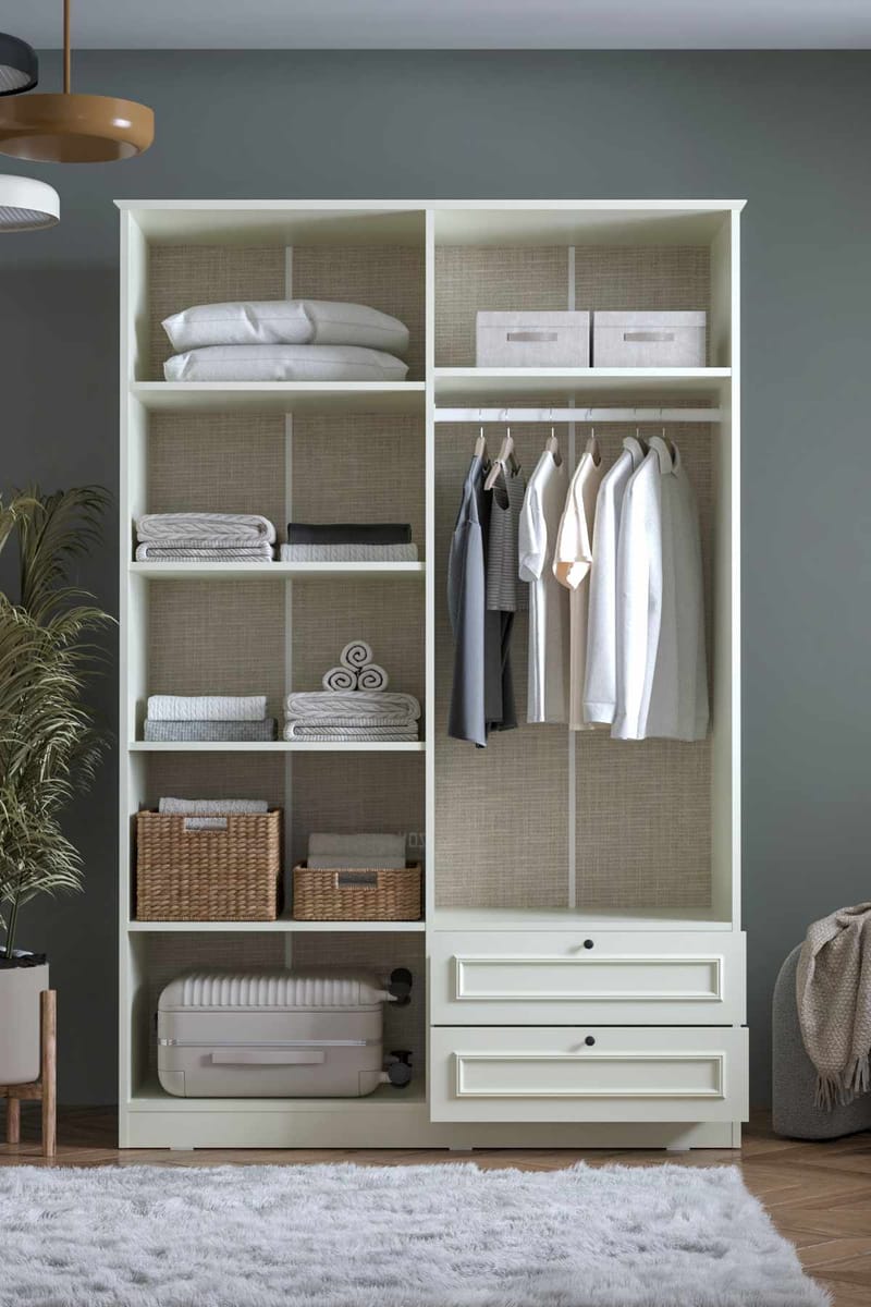 Wonthaggi Garderob 140x210 cm - Vit - Förvaring - Klädförvaring - Garderob & garderobssystem - Klädskåp & fristående garderob