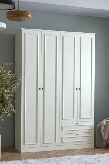 Wonthaggi Garderob 140x210 cm - Vit - Förvaring - Klädförvaring - Garderob & garderobssystem - Klädskåp & fristående garderob