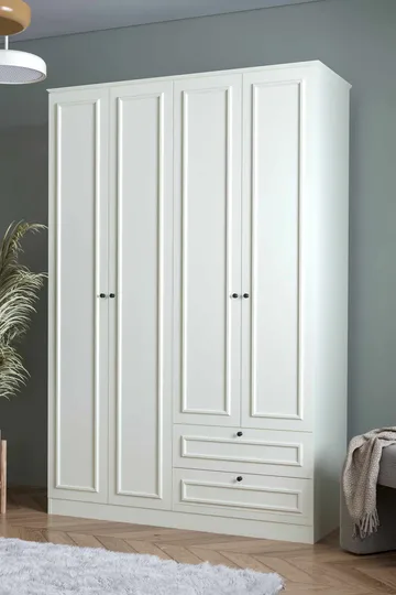 Wonthaggi Garderob 140x210 cm - Vit - Förvaring - Klädförvaring - Garderob & garderobssystem - Klädskåp & fristående garderob