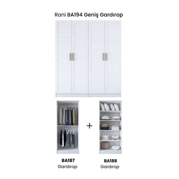 Wonthaggi Garderob 180x210x57,5 cm - Vit - Förvaring - Klädförvaring - Garderob & garderobssystem - Klädskåp & fristående garderob