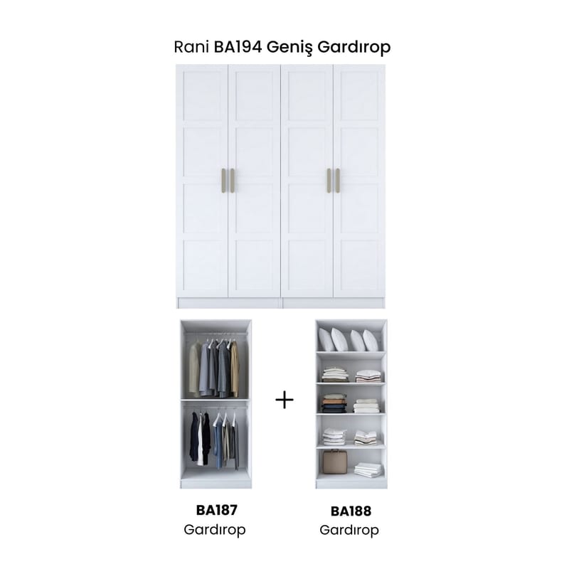 Wonthaggi Garderob 180x210x57,5 cm - Vit - Förvaring - Klädförvaring - Garderob & garderobssystem - Klädskåp & fristående garderob