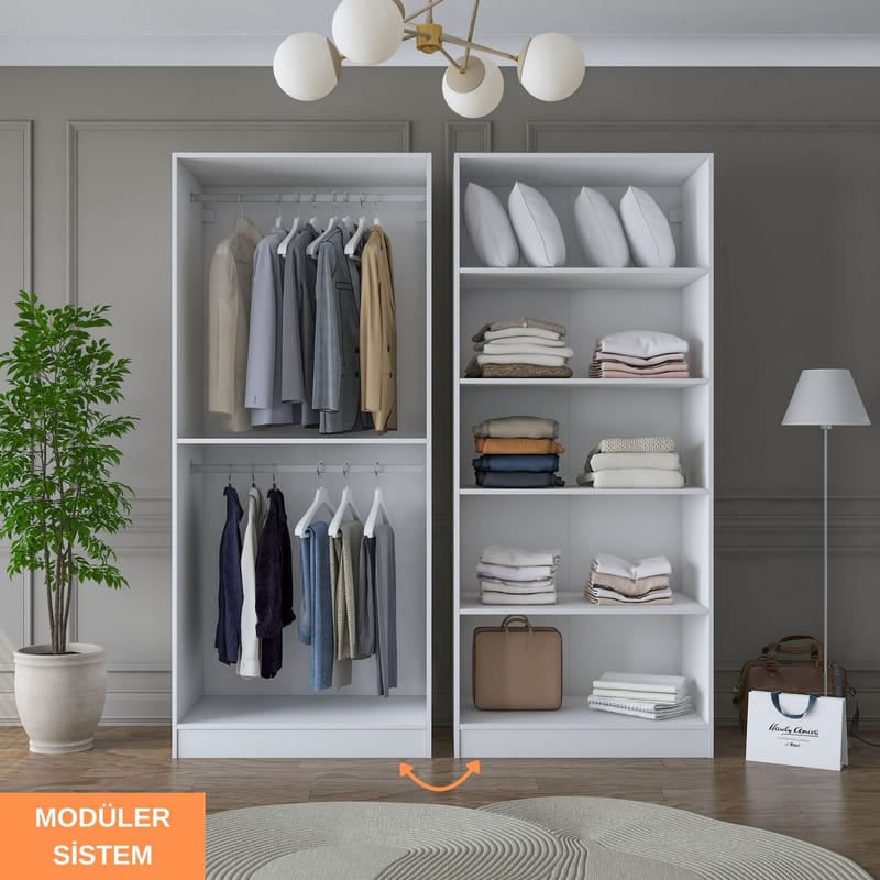 Wonthaggi Garderob 180x210x57,5 cm - Vit - Förvaring - Klädförvaring - Garderob & garderobssystem - Klädskåp & fristående garderob
