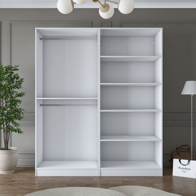 Wonthaggi Garderob 180x210x57,5 cm - Vit - Förvaring - Klädförvaring - Garderob & garderobssystem - Klädskåp & fristående garderob