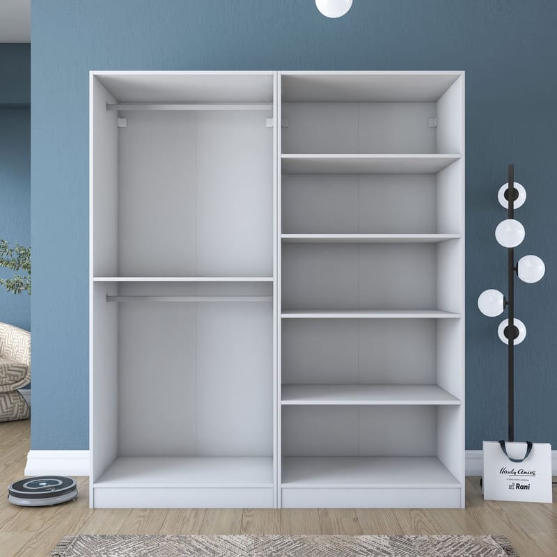 Wonthaggi Garderob 180x210x57,5 cm - Vit - Förvaring - Klädförvaring - Garderob & garderobssystem - Klädskåp & fristående garderob