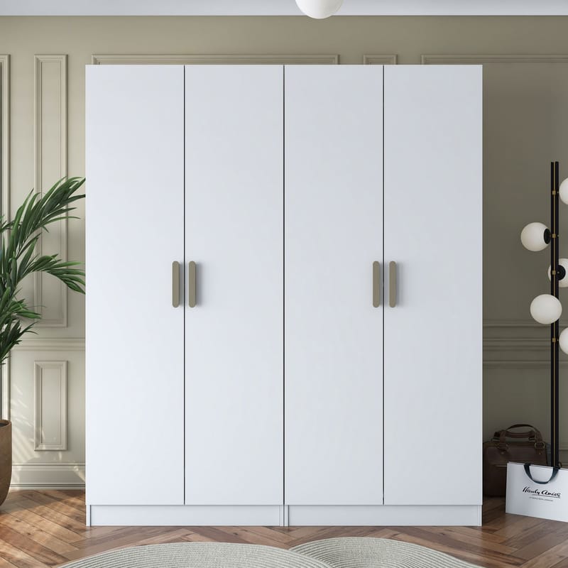 Wonthaggi Garderob 180x210x57,5 cm - Vit - Förvaring - Klädförvaring - Garderob & garderobssystem - Klädskåp & fristående garderob