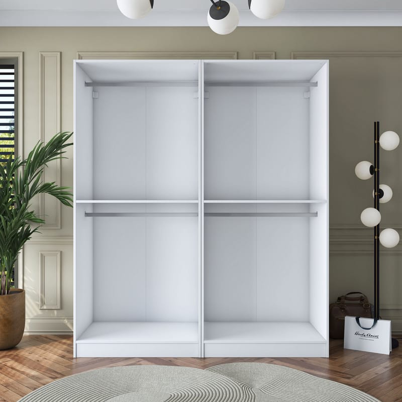 Wonthaggi Garderob 180x210x57,5 cm - Vit - Förvaring - Klädförvaring - Garderob & garderobssystem - Klädskåp & fristående garderob