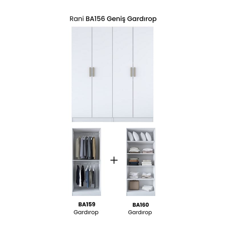 Wonthaggi Garderob 180x210x57,5 cm - Vit - Förvaring - Klädförvaring - Garderob & garderobssystem - Klädskåp & fristående garderob