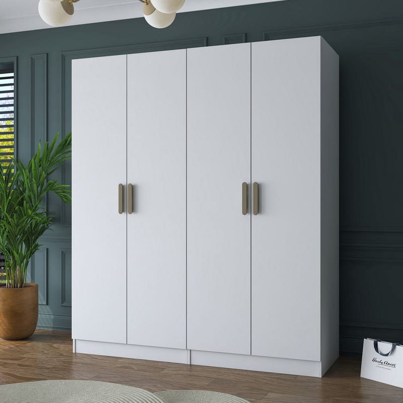 Wonthaggi Garderob 180x210x57,5 cm - Vit - Förvaring - Klädförvaring - Garderob & garderobssystem - Klädskåp & fristående garderob