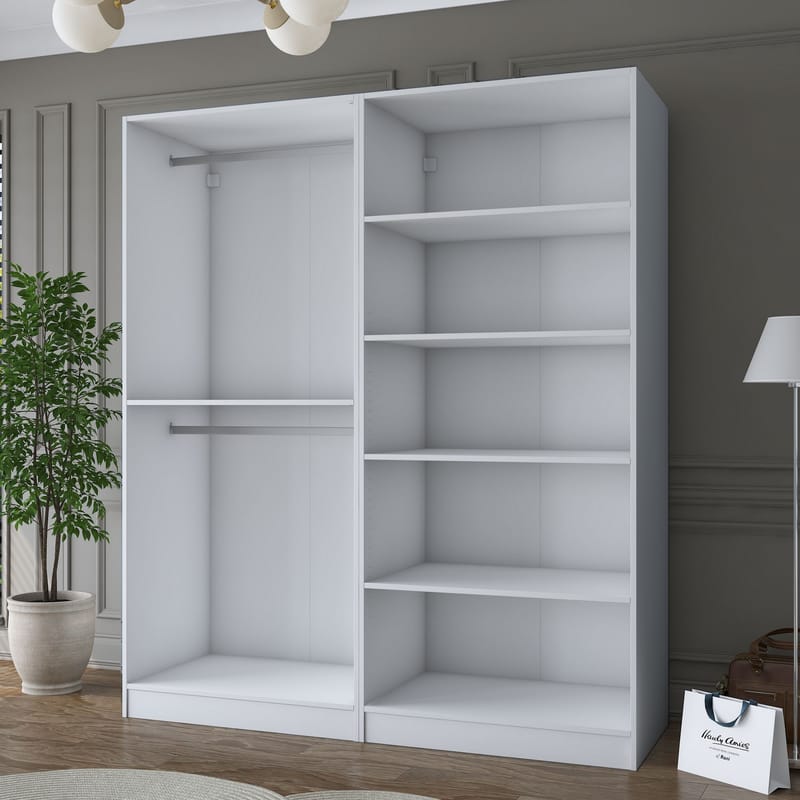 Wonthaggi Garderob 180x210x57,5 cm - Vit - Förvaring - Klädförvaring - Garderob & garderobssystem - Klädskåp & fristående garderob