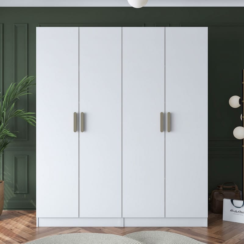 Wonthaggi Garderob 180x210x57,5 cm - Vit - Förvaring - Klädförvaring - Garderob & garderobssystem - Klädskåp & fristående garderob