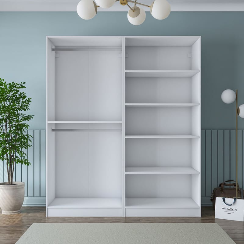 Wonthaggi Garderob 180x210x57,5 cm - Vit - Förvaring - Klädförvaring - Garderob & garderobssystem - Klädskåp & fristående garderob
