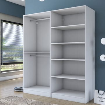 Wonthaggi Garderob 180x210x57,5 cm - Vit - Förvaring - Klädförvaring - Garderob & garderobssystem - Klädskåp & fristående garderob