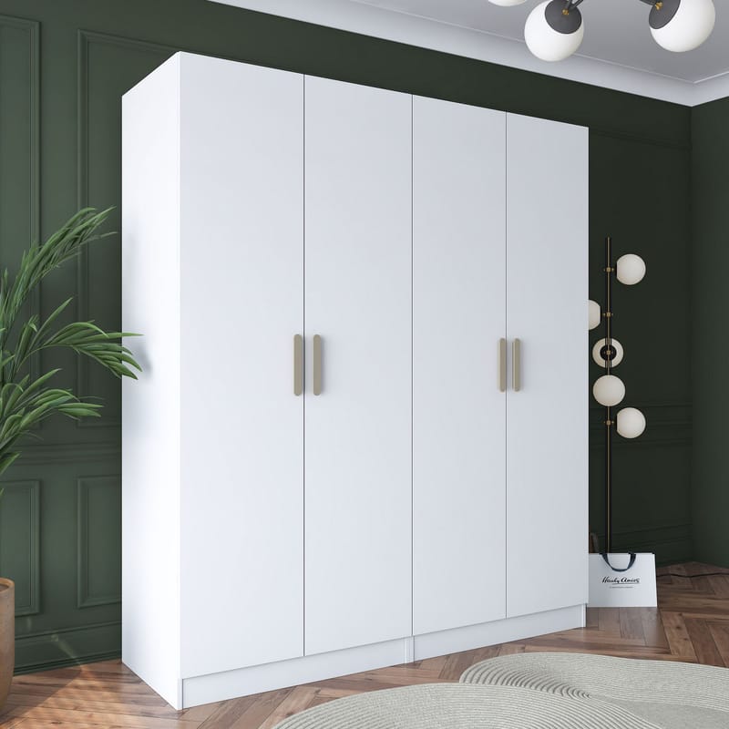 Wonthaggi Garderob 180x210x57,5 cm - Vit - Förvaring - Klädförvaring - Garderob & garderobssystem - Klädskåp & fristående garderob