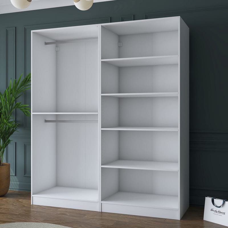 Wonthaggi Garderob 180x210x57,5 cm - Vit - Förvaring - Klädförvaring - Garderob & garderobssystem - Klädskåp & fristående garderob