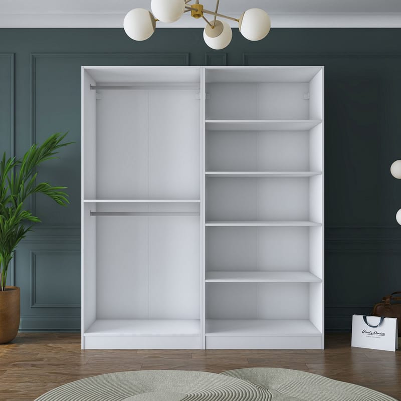 Wonthaggi Garderob 180x210x57,5 cm - Vit - Förvaring - Klädförvaring - Garderob & garderobssystem - Klädskåp & fristående garderob