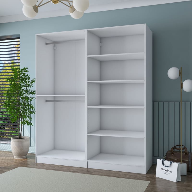 Wonthaggi Garderob 180x210x57,5 cm - Vit - Förvaring - Klädförvaring - Garderob & garderobssystem - Klädskåp & fristående garderob