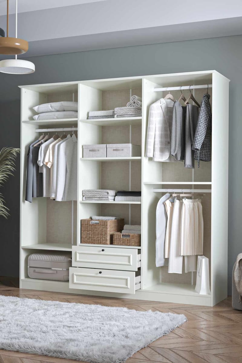 Wonthaggi Garderob 209x210 cm - Vit - Förvaring - Klädförvaring - Garderob & garderobssystem - Klädskåp & fristående garderob