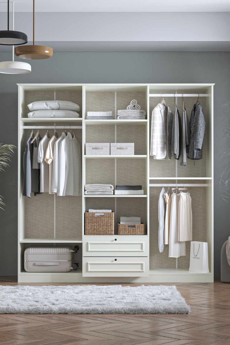 Wonthaggi Garderob 209x210 cm - Vit - Förvaring - Klädförvaring - Garderob & garderobssystem - Klädskåp & fristående garderob