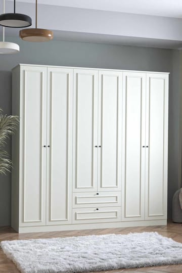 Wonthaggi Garderob 209x210 cm - Vit - Förvaring - Klädförvaring - Garderob & garderobssystem - Klädskåp & fristående garderob