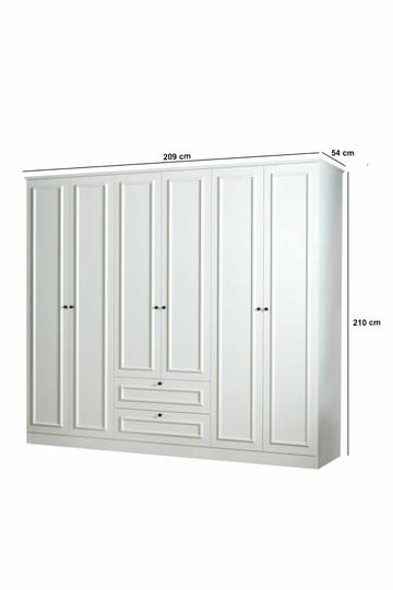 Wonthaggi Garderob 209x210 cm - Vit - Förvaring - Klädförvaring - Garderob & garderobssystem - Klädskåp & fristående garderob