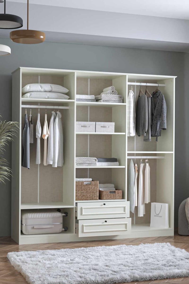 Wonthaggi Garderob 209x210 cm - Vit - Förvaring - Klädförvaring - Garderob & garderobssystem - Klädskåp & fristående garderob