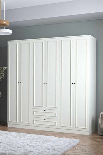 Wonthaggi Garderob 209x210 cm - Vit - Förvaring - Klädförvaring - Garderob & garderobssystem - Klädskåp & fristående garderob