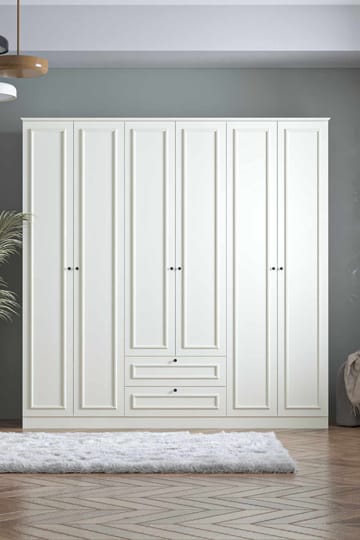 Wonthaggi Garderob 209x210 cm - Vit - Förvaring - Klädförvaring - Garderob & garderobssystem - Klädskåp & fristående garderob
