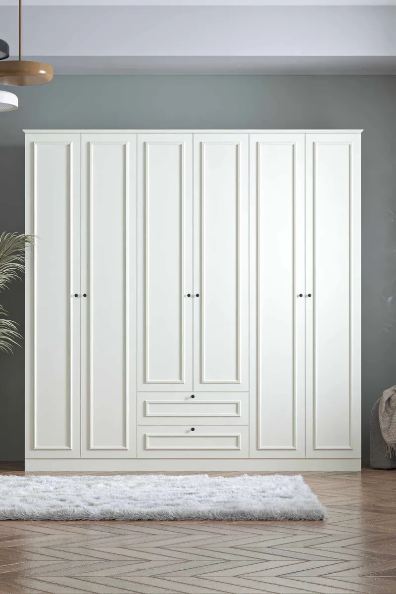 Wonthaggi Garderob 209x210 cm - Vit - Förvaring - Klädförvaring - Garderob & garderobssystem - Klädskåp & fristående garderob