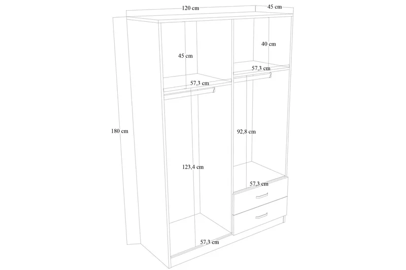 Yaman Garderob 120x180 cm - Brun - Förvaring - Klädförvaring - Garderob & garderobssystem