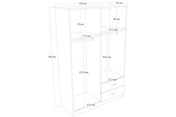 Yaman Garderob 120x180 cm - Mattvit - Förvaring - Klädförvaring - Garderob & garderobssystem