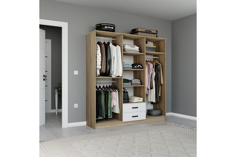 Yaman Garderobsskåp 180x190 cm - Valnöt - Förvaring - Klädförvaring - Garderob & garderobssystem - Klädskåp & fristående garderob