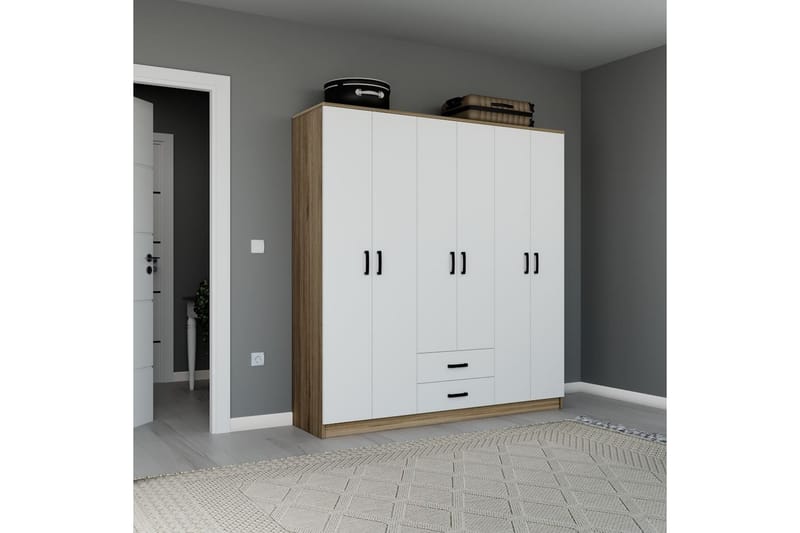 Yaman Garderobsskåp 180x190 cm - Valnöt - Förvaring - Klädförvaring - Garderob & garderobssystem - Klädskåp & fristående garderob