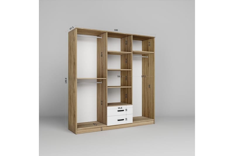 Yaman Garderobsskåp 180x190 cm - Valnöt - Förvaring - Klädförvaring - Garderob & garderobssystem - Klädskåp & fristående garderob