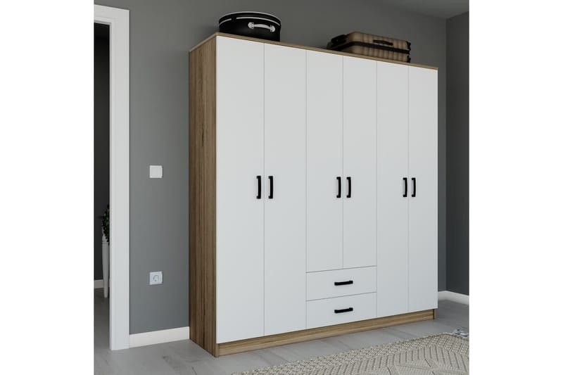 Yaman Garderobsskåp 180x190 cm - Valnöt - Förvaring - Klädförvaring - Garderob & garderobssystem - Klädskåp & fristående garderob