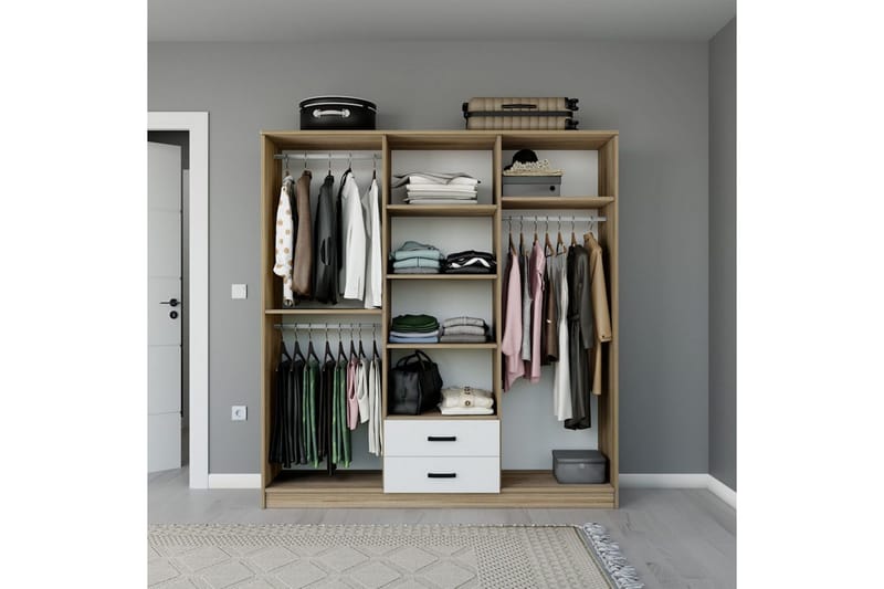 Yaman Garderobsskåp 180x190 cm - Valnöt - Förvaring - Klädförvaring - Garderob & garderobssystem - Klädskåp & fristående garderob