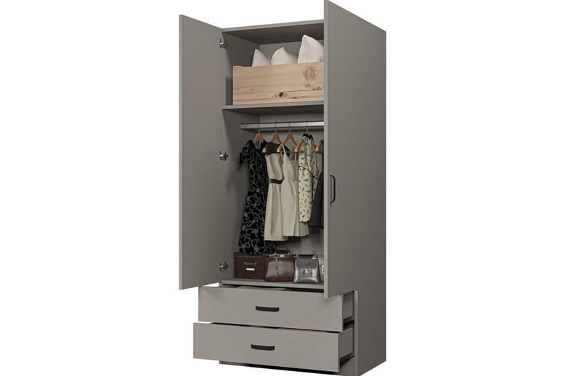 Yaman Garderobsskåp 80x182 cm - Grå - Förvaring - Klädförvaring - Garderob & garderobssystem - Klädskåp & fristående garderob